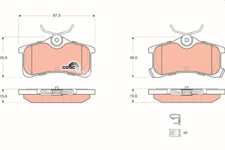 Set plăcuțe frână TRW, spate, (cu suplimente), pentru: TOYOTA AVENSIS, COROLLA 1.4-2.0D 09.97-02.03