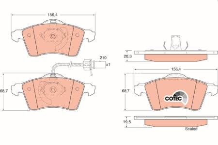 Set plăcuțe frână TRW, față, pentru: VW CALIFORNIA T4 CAMPER, TRANSPORTER T4 1.8-2.8 07.90-06.03