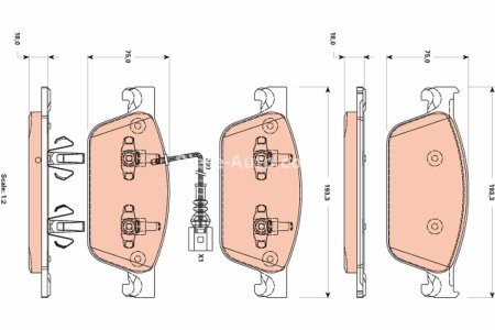 Set plăcuțe frână TRW, față, pentru: VW CALIFORNIA T5 CAMPER, CALIFORNIA T6 CAMPER, MULTIVAN T5, MULTIVAN T6, TRANSPORTER T5, TRANSPORTER T6, TRANSPORTER T6 / CARAVELLE T6 1.9D-2.5D 04.03-