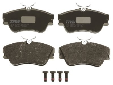 Set plăcuțe frână TRW, față (cu accesorii; cu șuruburi de ghidare etrier frână), pentru: VW CALIFORNIA T4 CAMPER, TRANSPORTER T4 1.8-2.8 07.90-06.03 3