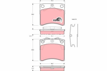 Set plăcuțe frână TRW, față (cu suplimente), pentru: VW CALIFORNIA T4 CAMPER, TRANSPORTER T4 1.8-2.8 07.90-06.03