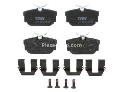 Set plăcuțe frână TRW, spate, (cu accesorii; cu șuruburi de ghidare etrier frână), pentru: VW CALIFORNIA T4 CAMPER, TRANSPORTER T4 1.8-2.8 07.90-06.03