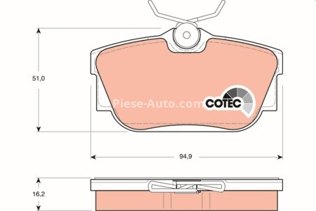 Set plăcuțe frână TRW, spate, (cu accesorii; cu șuruburi de ghidare etrier frână), pentru: VW CALIFORNIA T4 CAMPER, TRANSPORTER T4 1.8-2.8 07.90-06.03