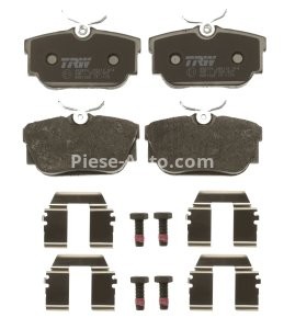 Set plăcuțe frână TRW, spate, (cu accesorii; cu șuruburi de ghidare etrier frână), pentru: VW CALIFORNIA T4 CAMPER, TRANSPORTER T4 1.8-2.8 07.90-06.03 3