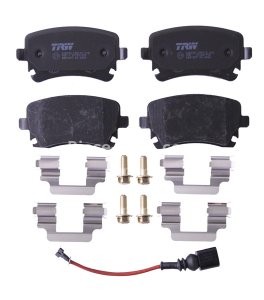 Set plăcuțe frână TRW, spate, (cu accesorii; cu șuruburi de ghidare etrier frână), pentru: VW CALIFORNIA T5 CAMPER, CALIFORNIA T6 CAMPER, MULTIVAN T5, MULTIVAN T6 1.9D-Electric 04.03-