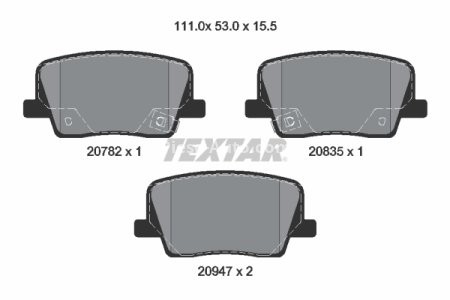 Set plăcuțe frână TEXTAR, spate, pentru: SSANGYONG REXTON 2.0/2.2D 07.17-