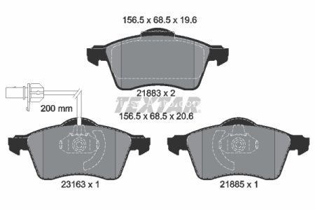 Set plăcuțe frână TEXTAR, față, pentru: VW CALIFORNIA T4 CAMPER, TRANSPORTER T4 1.9D-2.8 07.90-06.03