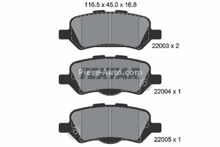 Set plăcuțe frână TEXTAR, spate, pentru: TOYOTA VENZA; VW GOLF SPORTSVAN VII 1.0/2.7/3.5 11.08-08.20