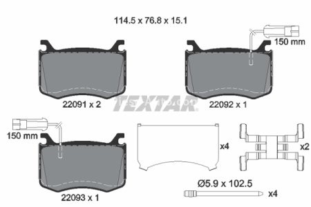 Set plăcuțe frână TEXTAR, față, pentru: ALFA ROMEO GIULIA 2.0/2.2D 10.15-