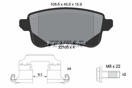 Set plăcuțe frână TEXTAR ,spate (cu accesorii; cu suruburi ghidare etrier frână), pentru: MITSUBISHI ASX; NISSAN JUKE; RENAULT ARKANA I, ESPACE V, GRAND SCENIC III 1.0-2.0D 12.08-