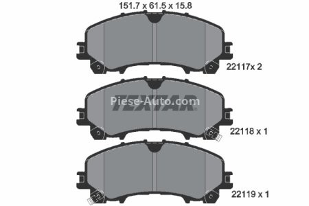 Set plăcuțe frână TEXTAR, față, pentru: NISSAN X-TRAIL III; RENAULT KOLEOS II 1.3-3.5H 04.13-