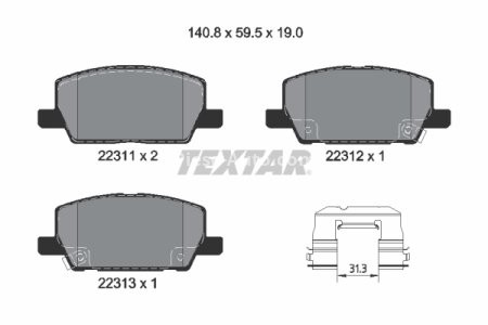 Set plăcuțe frână TEXTAR, față, pentru: OPEL INSIGNIA B, INSIGNIA B COUNTRY, INSIGNIA B GRAND SPORT, MOKKA / MOKKA X 1.4-2.0D 06.12-