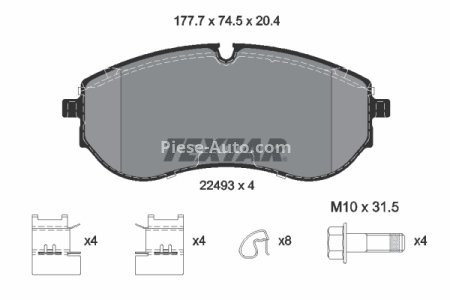 Set plăcuțe frână TEXTAR, față, (cu accesorii; cu suruburi ghidare etrier frână), pentru: VW CRAFTER, GRAND CALIFORNIA CAMPER 2.0D/Electric 09.16-