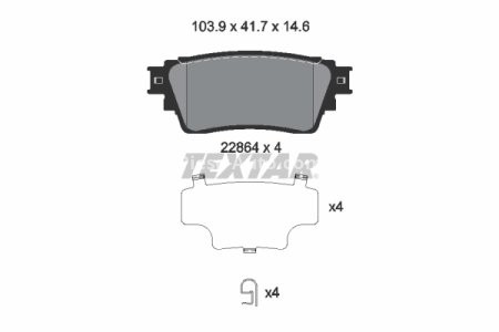 Set plăcuțe frână TEXTAR, spate, pentru: MITSUBISHI ECLIPSE, OUTLANDER III 1.5-2.4H 08.12-