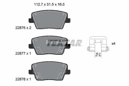 Set plăcuțe frână TEXTAR, spate, pentru: HYUNDAI I30 2.0 07.17-