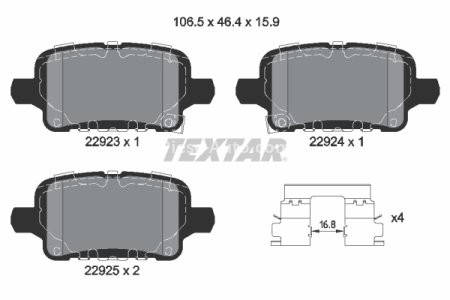 Set plăcuțe frână TEXTAR, spate, pentru: OPEL INSIGNIA B, INSIGNIA B COUNTRY, INSIGNIA B GRAND SPORT 1.5-2.0D 03.17-