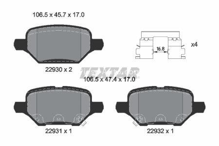 Set plăcuțe frână TEXTAR, spate, pentru: CHEVROLET TRAX; OPEL MOKKA / MOKKA X 1.4-1.8 06.12-