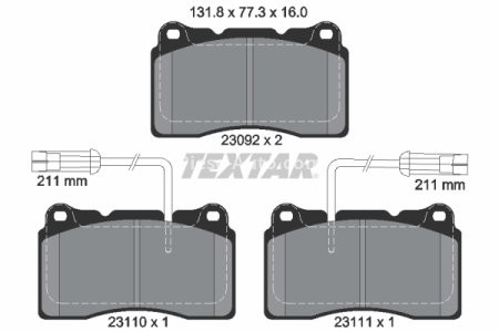 Set plăcuțe frână TEXTAR, față, pentru: VOLVO S60 I, V70 II; ALFA ROMEO 156, 159, 166, BRERA, SPIDER; CADILLAC ATS; CHEVROLET CORVETTE; CHRYSLER 300C; DODGE CHALLENGER, CHARGER 1.8-Electric 10.94-