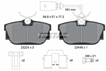 Set plăcuțe frână TEXTAR, spate, pentru: VW CALIFORNIA T4 CAMPER, TRANSPORTER T4 1.8-2.8 07.90-06.03