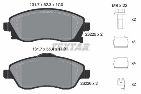 Set plăcuțe frână TEXTAR, față, pentru: OPEL COMBO TOUR, COMBO/MINIVAN, CORSA C, CORSA C/HATCHBACK, MERIVA A, TIGRA 1.0-1.8 09.00- 3