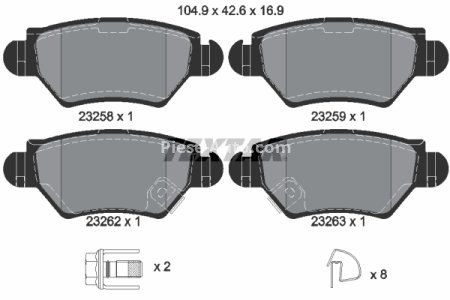 Set plăcuțe frână TEXTAR, spate, pentru: CHEVROLET ASTRA, CORSA, VIVA, ZAFIRA; OPEL ASTRA G, ASTRA G CLASSIC, ASTRA G/KOMBI, ZAFIRA A 1.2-2.2D 08.94-07.12