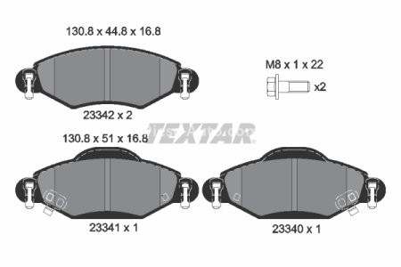 Set plăcuțe frână TEXTAR, față, pentru: TOYOTA YARIS 1.0-1.5 04.99-11.05