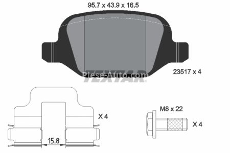 Set plăcuțe frână TEXTAR, spate, pentru: ALFA ROMEO 147, 156, GT; FIAT LINEA; LANCIA LYBRA 1.3D-3.2 02.97-