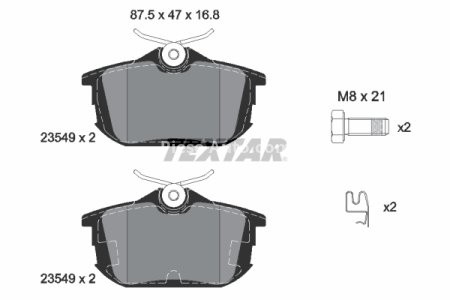 Set plăcuțe frână TEXTAR, spate, pentru: VOLVO S40 I, V40; MITSUBISHI CARISMA, COLT CZC VI, COLT VI, SPACE STAR; SMART FORFOUR 1.1-2.0D 05.95-06.12