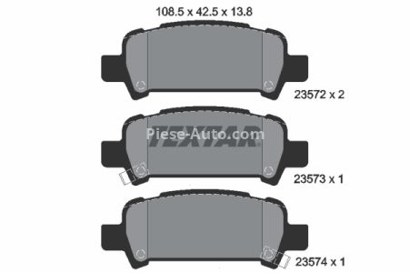 Set plăcuțe frână TEXTAR, spate, pentru: SUBARU FORESTER, IMPREZA, LEGACY III, LEGACY IV, OUTBACK 1.5-3.0 03.94-08.09