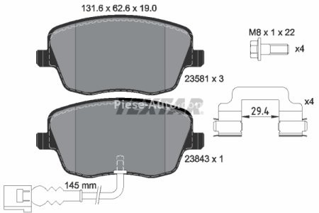 Set plăcuțe frână TEXTAR, față, pentru: SEAT CORDOBA, CORDOBA VARIO, IBIZA III; SKODA FABIA II, ROOMSTER, ROOMSTER PRAKTIK; VW POLO, POLO IV 1.2D-2.0 06.99- 3
