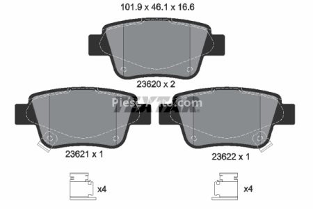 Set plăcuțe frână TEXTAR, spate, pentru: TOYOTA AVENSIS, COROLLA VERSO, PREVIA, PREVIA III 1.6-3.5 03.03-