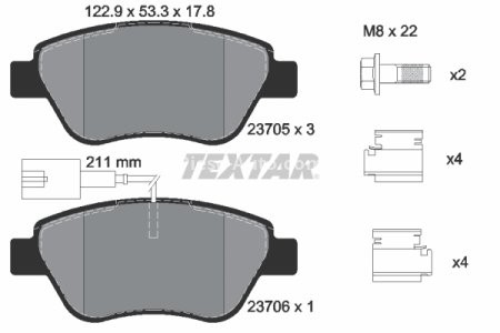 Set plăcuțe frână TEXTAR, față, pentru: ALFA ROMEO MITO; FIAT 500, 500 C, BRAVO II, DOBLO, DOBLO/MINIVAN, FIORINO, FIORINO/MINIVAN, GRANDE PUNTO, IDEA, LINEA, PANDA 0.9LPG-2.0D 03.01-