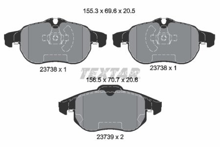Set plăcuțe frână TEXTAR, față, pentru: OPEL ASTRA H, ASTRA H GTC, SIGNUM, VECTRA C, VECTRA C GTS, ZAFIRA B; SAAB 9-3, 9-3X 1.8-3.2 04.02-