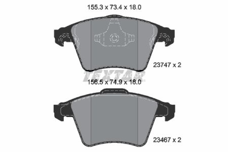 Set plăcuțe frână TEXTAR, față, pentru: VW CALIFORNIA T5 CAMPER, MULTIVAN T5, TRANSPORTER T5 1.9D-3.2 04.03-08.15