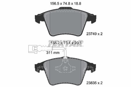 Set plăcuțe frână TEXTAR, față, pentru: VW TOUAREG 2.5D-6.0 10.02-05.10 3
