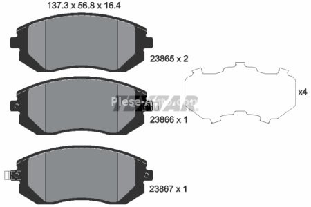 Set plăcuțe frână TEXTAR, față, (cu accesorii), pentru: SUBARU FORESTER, IMPREZA, LEGACY IV, LEGACY V, OUTBACK, XV 1.5-3.6 12.00-