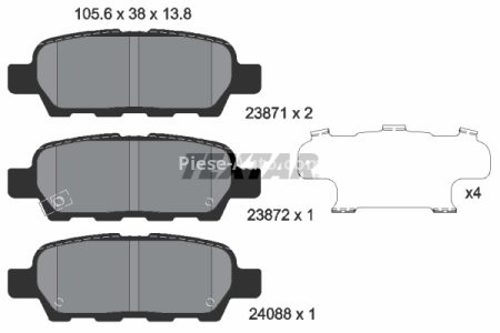 Set plăcuțe frână TEXTAR, spate, pentru: NISSAN 350Z, ALTIMA, CUBE, JUKE, MAXIMA, MAXIMA VI, MURANO I, QASHQAI I, QUEST, ROGUE, TEANA I, TEANA II, TIIDA, X-TRAIL 1.5-4.5 06.01-