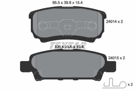 Set plăcuțe frână TEXTAR, spate, pentru: CHRYSLER 200, SEBRING; DODGE AVENGER, CALIBER; JEEP COMPASS, PATRIOT; MITSUBISHI LANCER VII, LANCER VIII, OUTLANDER I 1.3-3.6ALK 03.01-