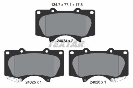 Set plăcuțe frână TEXTAR, față, pentru: MITSUBISHI PAJERO IV, PAJERO SPORT II; TOYOTA 4 RUNNER IV, FORTUNER, HILUX, HILUX VII, LAND CRUISER PRADO, TACOMA, TUNDRA 2.5D-4.7 02.99-