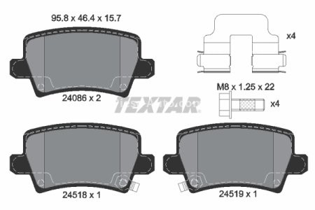 Set plăcuțe frână TEXTAR, spate, pentru: HONDA CIVIC VIII 1.4-2.2D 09.05-01.12 3