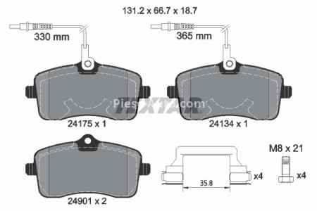 Set plăcuțe frână TEXTAR, față, pentru: PEUGEOT 407 1.6D-2.0D 03.04-02.11