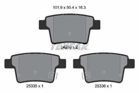 Set plăcuțe frână TEXTAR, spate, pentru: FORD MONDEO III; FORD USA FIVE HUNDRED; JAGUAR X-TYPE I 1.8-3.0 10.00-
