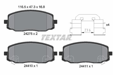 Set plăcuțe frână TEXTAR, față, pentru: HYUNDAI I10 I, I10 II; KIA PICANTO I 1.0-1.2 04.04-