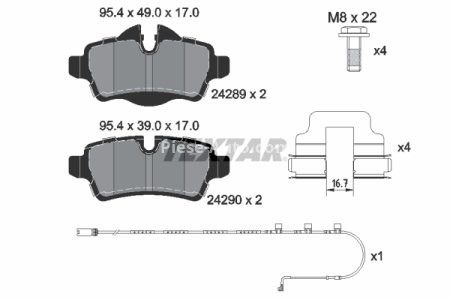 Set plăcuțe frână TEXTAR, spate, pentru: MINI (R56), (R57), CLUBMAN (R55) 1.4-1.6D 09.06-06.15