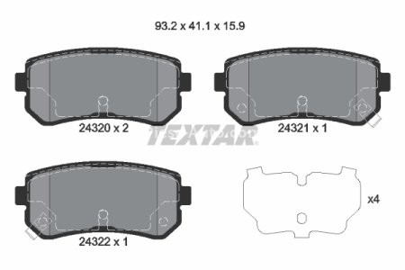Set plăcuțe frână TEXTAR, spate, pentru: HYUNDAI ACCENT III; KIA RIO II, SPORTAGE II 1.4-2.7 09.04-