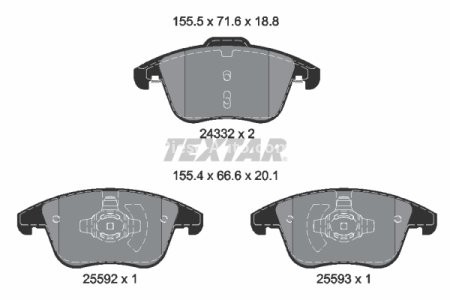 Set plăcuțe frână TEXTAR, față, pentru: FORD MONDEO V 1.0-2.5 09.12-
