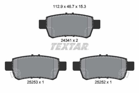 Set plăcuțe frână TEXTAR, spate, pentru: HONDA CROSSROAD, ODYSSEY 1.8/3.5 07.02-