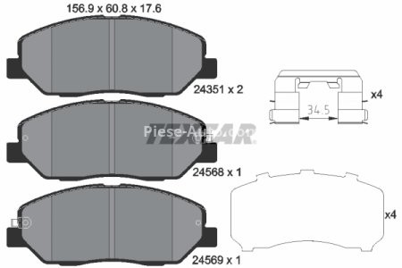 Set plăcuțe frână TEXTAR, față, (cu accesorii), pentru: HYUNDAI GENESIS, GRAND SANTA FÉ, SANTA FÉ II, SANTA FÉ III, SANTA FÉ II/SUV; KIA BORREGO, SORENTO I, SORENTO II, SORENTO II/SUV 2.0-3.8 03.06-