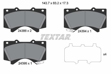 Set plăcuțe frână TEXTAR, față, pentru: HYUNDAI XG; LEXUS LX; TOYOTA LAND CRUISER 200, LAND CRUISER PRADO, SEQUOIA, TUNDRA 2.5-5.7ALK 01.00-