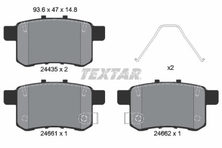 Set plăcuțe frână TEXTAR, spate, pentru: HONDA ACCORD IX, ACCORD VIII, CIVIC III, CIVIC IV 1.5-3.5 03.86-